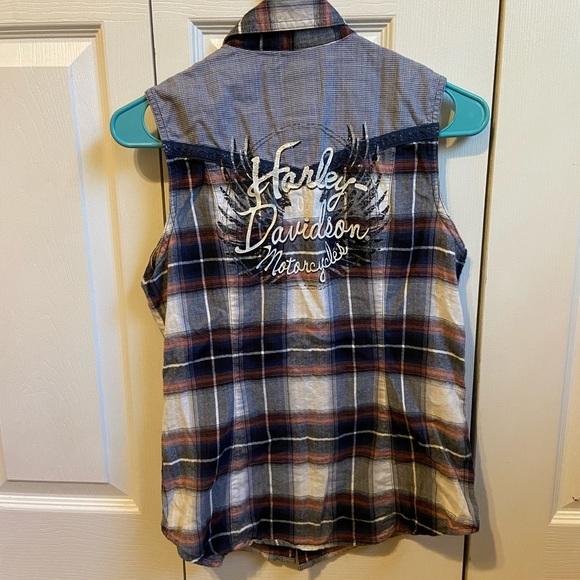 Harley Davidson Button down sleeveless top NWOT - Picture 3 of 3